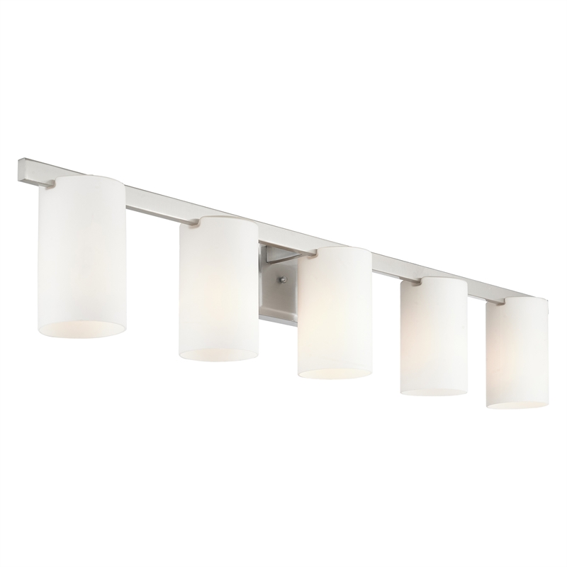Bowery Hill 5-Light Metal & Glass Bath Light in Brushed Nickel
