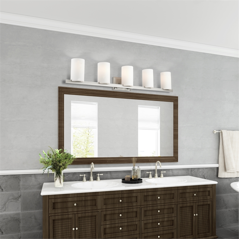 Bowery Hill 5-Light Metal & Glass Bath Light in Brushed Nickel