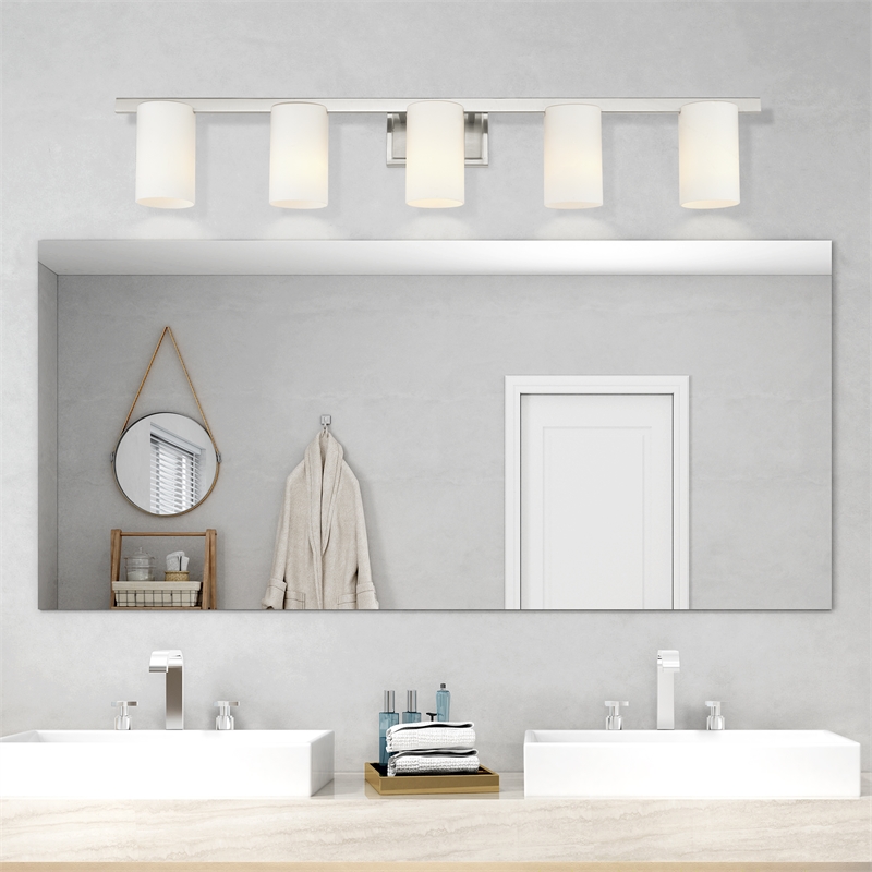 Bowery Hill 5-Light Metal & Glass Bath Light in Brushed Nickel