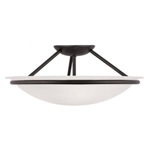 Bowery Hill Contemporary 7&quot 3-Light Metal & Glass Ceiling Mount in Black