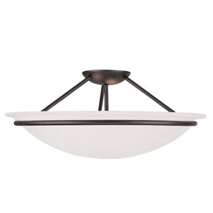 Bowery Hill Contemporary 8&quot 3-Light Metal & Glass Ceiling Mount in Black