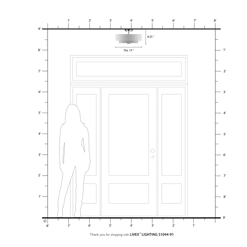 Bowery Hill 3-Light Metal & Fabric Ceiling Mount in Brushed Nickel