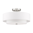 Bowery Hill 3-Light Metal & Fabric Ceiling Mount in Brushed Nickel