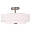 Bowery Hill 3-Light Metal & Fabric Ceiling Mount in Brushed Nickel