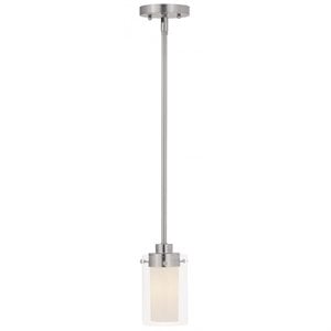 Bowery Hill 1-Light Metal & Glass Single Pendant in Brushed Nickel