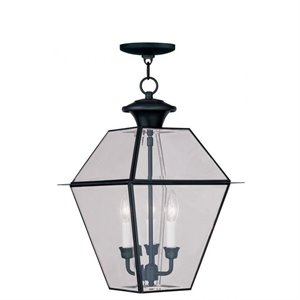 Bowery Hill Contemporary 3-Light Outdoor Chain Hang in Black