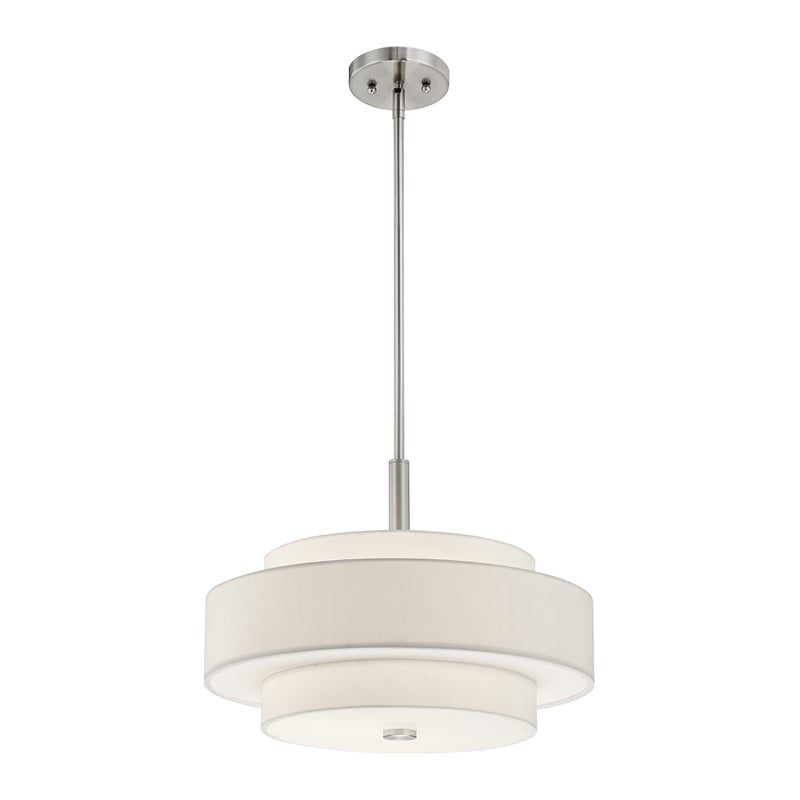 Bowery Hill 4-Light Metal & Fabric Pendant in Brushed Nickel