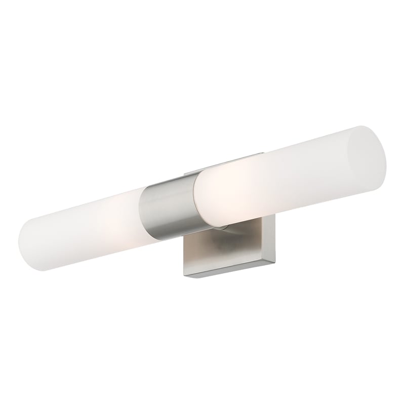 Bowery Hill 2-Light Twist Lock Glass/Metal Bath Light in Brushed Nickel