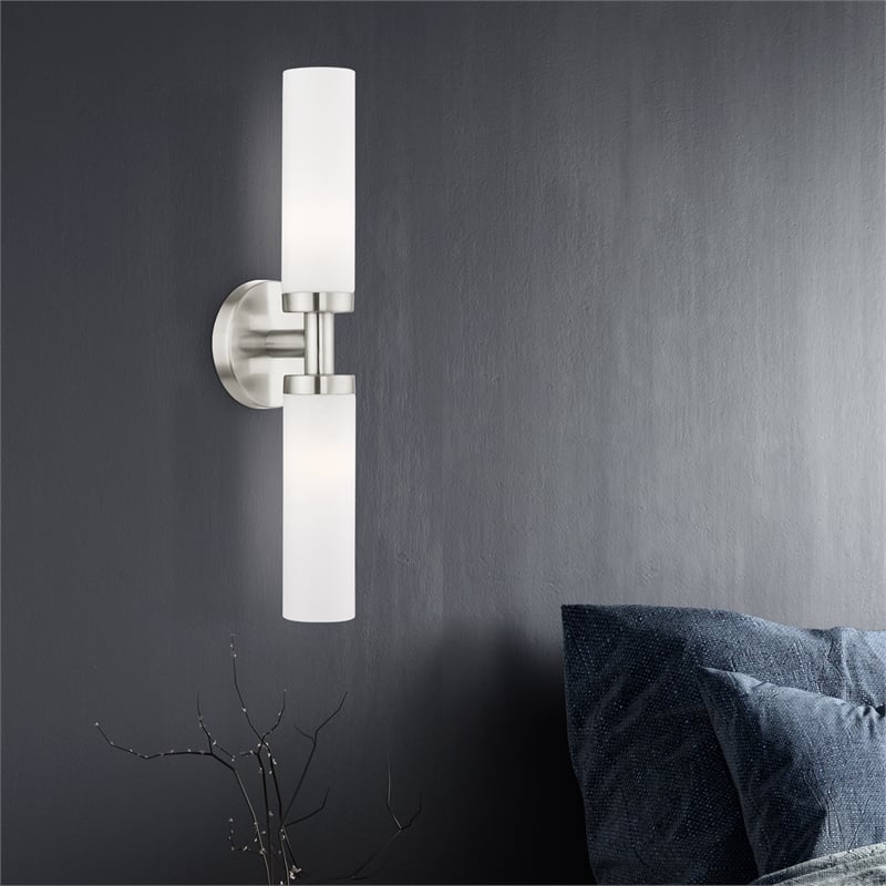 Bowery Hill 2-Light Glass & Metal Bath Light in Brushed Nickel