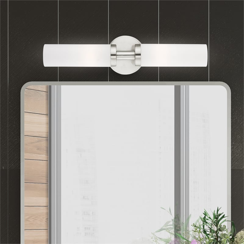 Bowery Hill 2-Light Glass & Metal Bath Light in Brushed Nickel