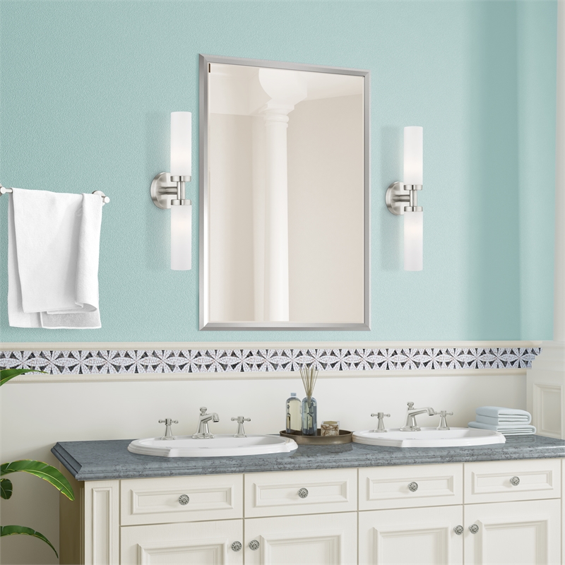 Bowery Hill 2-Light Glass & Metal Bath Light in Brushed Nickel