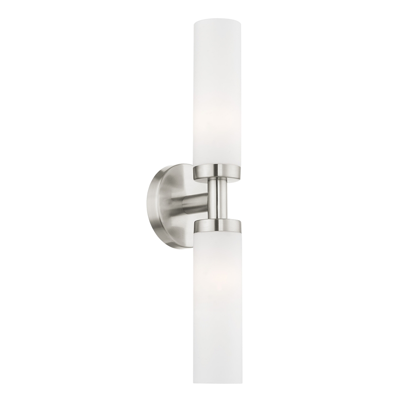 Bowery Hill 2-Light Glass & Metal Bath Light in Brushed Nickel