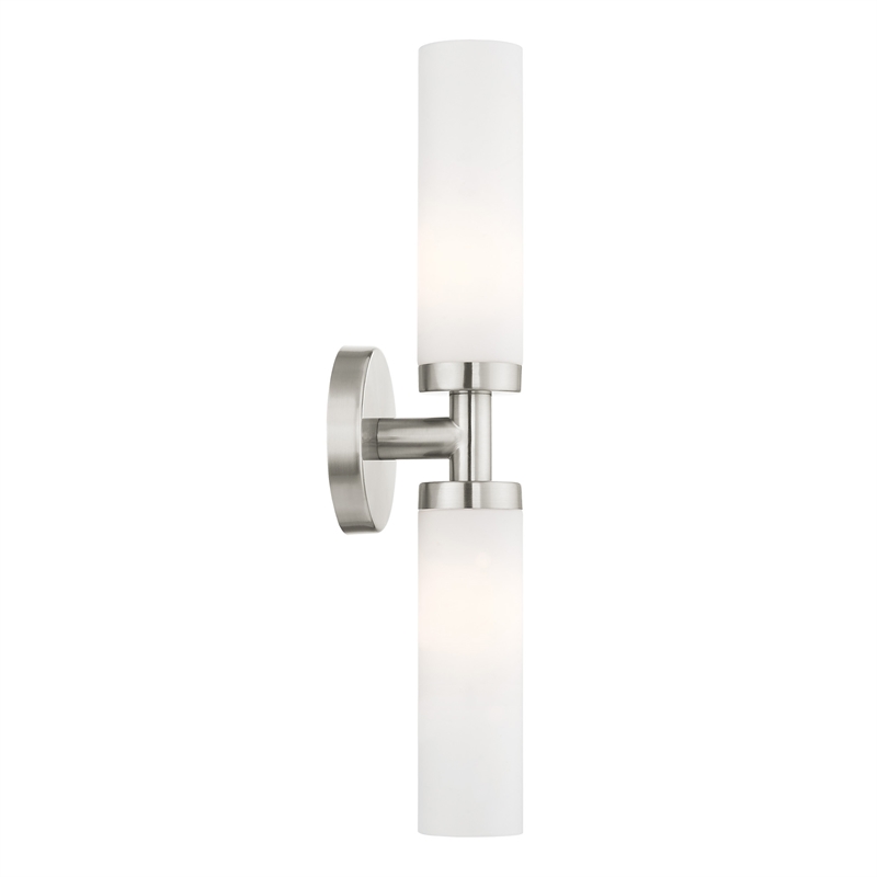 Bowery Hill 2-Light Glass & Metal Bath Light in Brushed Nickel