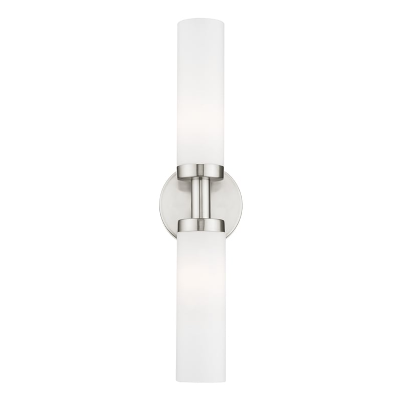 Bowery Hill 2-Light Glass & Metal Bath Light in Brushed Nickel