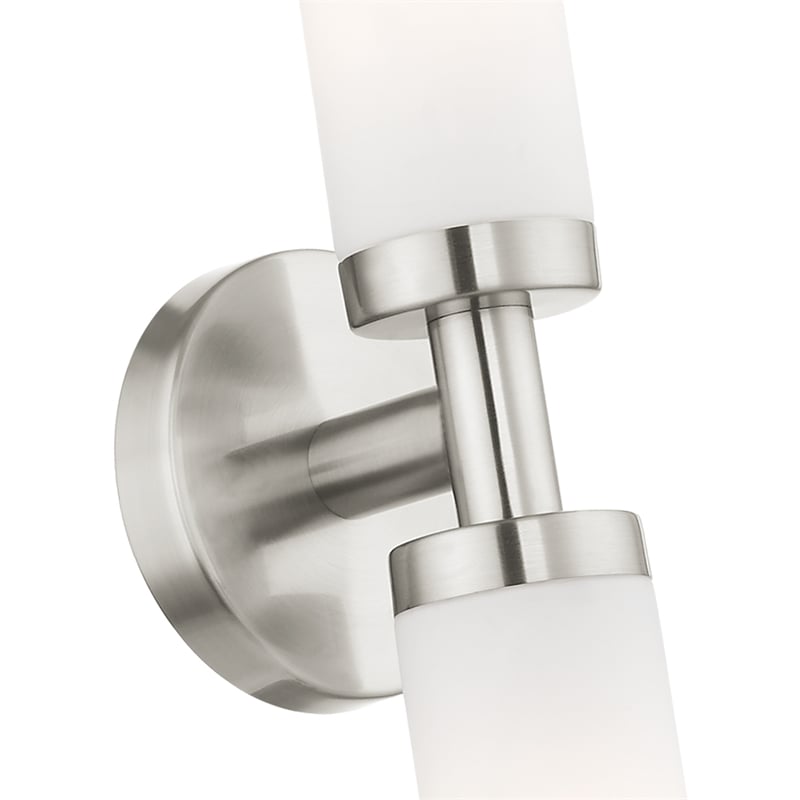 Bowery Hill 2-Light Glass & Metal Bath Light in Brushed Nickel