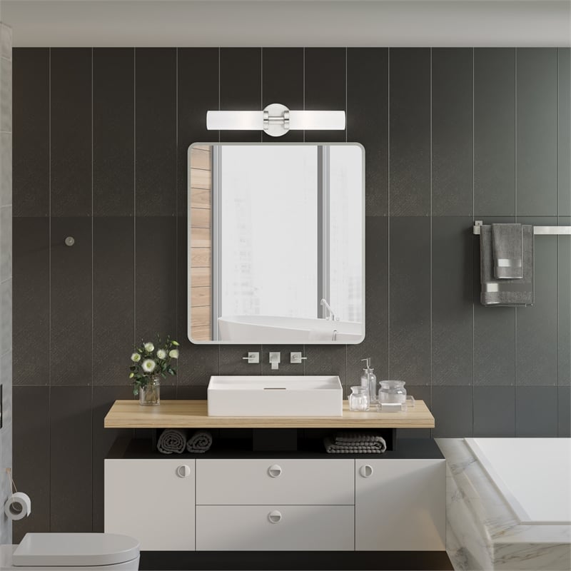 Bowery Hill 2-Light Glass & Metal Bath Light in Brushed Nickel