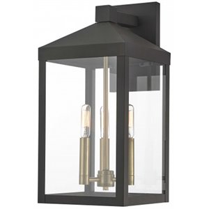 Bowery Hill 17.5&quot 3-Light Brass Outdoor Wall Lantern in Bronze