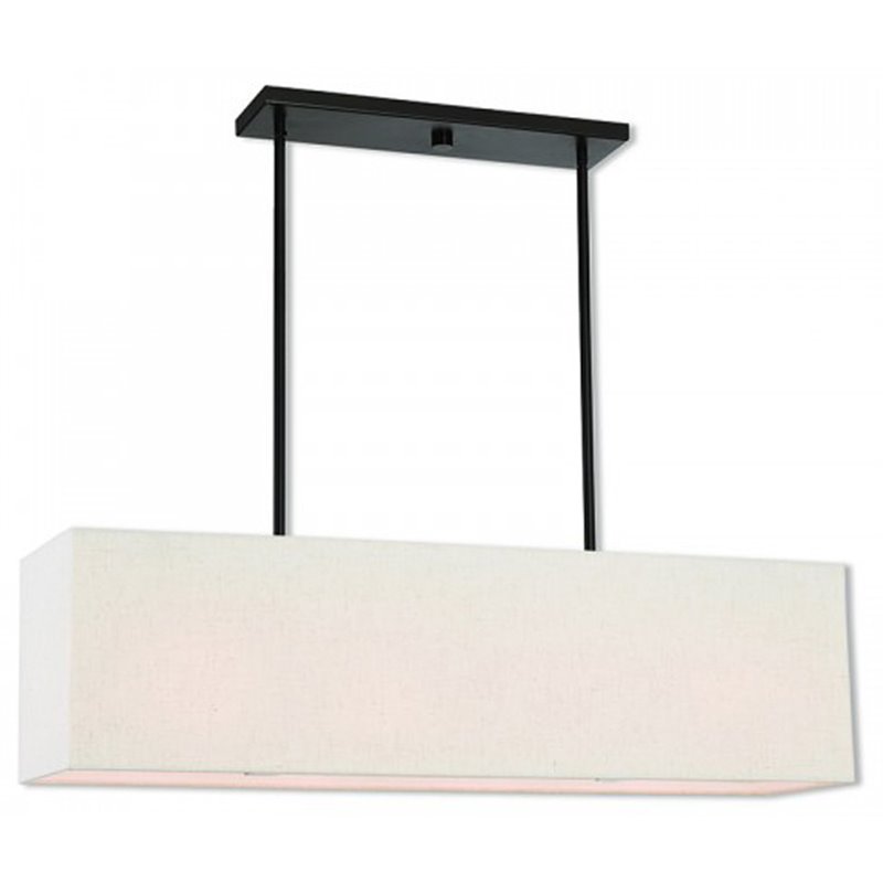 Bowery Hill Contemporary 4 Light Linear Chandelier in English Bronze