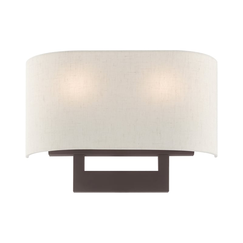 Bowery Hill 2-Light Contemporary Metal & Fabric Wall Sconce in Bronze