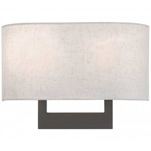 Bowery Hill 2-Light Contemporary Metal & Fabric Wall Sconce in Bronze