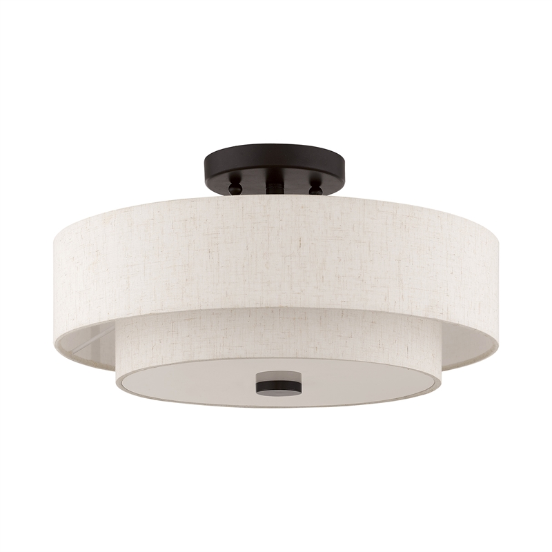 Bowery Hill 3-Light Metal/Fabric Ceiling Mount in English Bronze