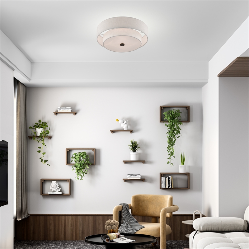 Bowery Hill 4-Light Metal/Fabric Ceiling Mount in English Bronze