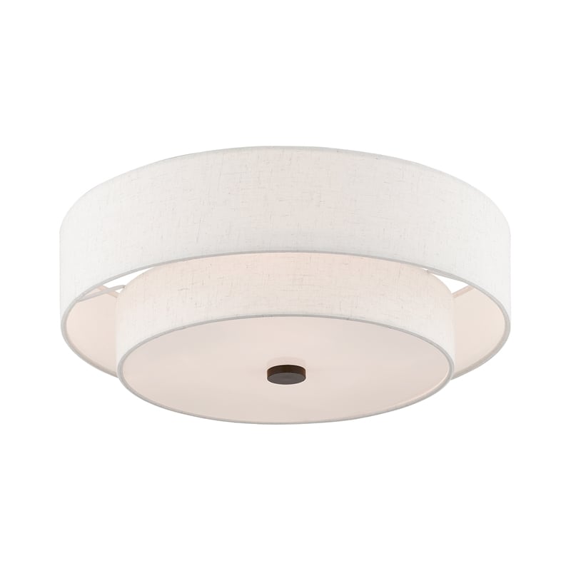 Bowery Hill 4-Light Metal/Fabric Ceiling Mount in English Bronze