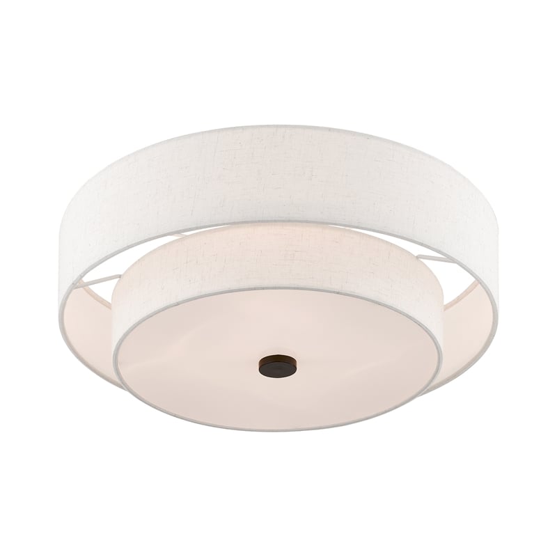 Bowery Hill 4-Light Metal/Fabric Ceiling Mount in English Bronze