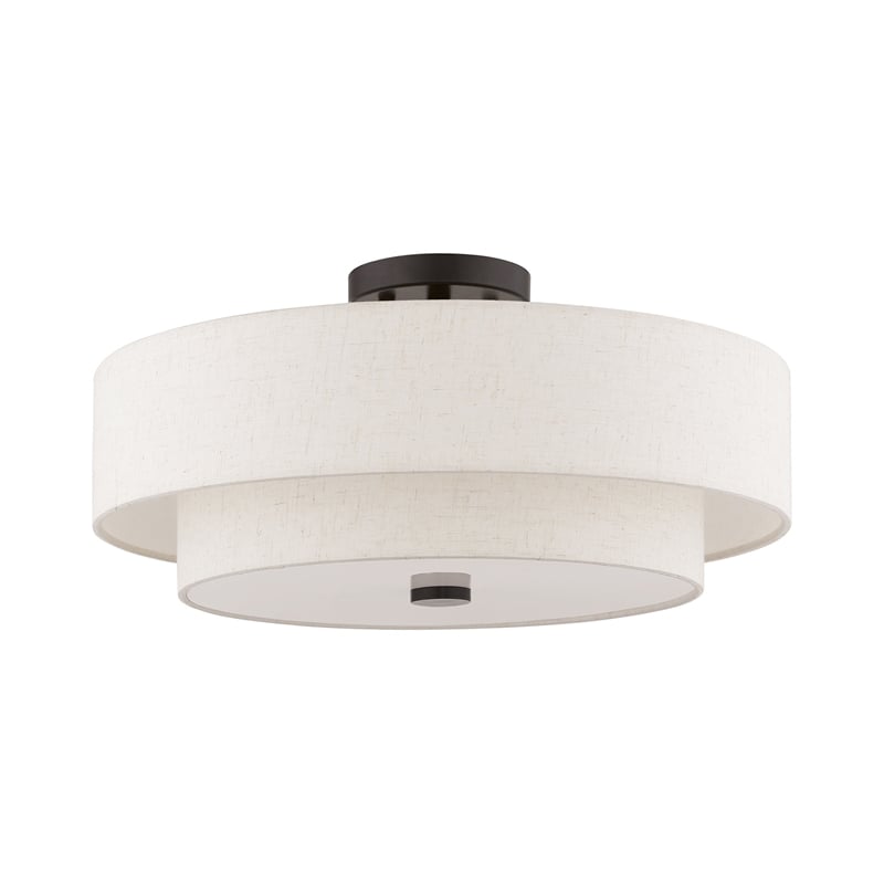 Bowery Hill 4-Light Metal/Fabric Ceiling Mount in English Bronze