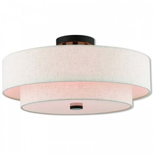 Bowery Hill 4-Light Metal/Fabric Ceiling Mount in English Bronze
