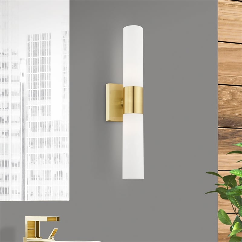 Bowery Hill 2-Light Twist Lock Metal Vanity Lighting in Satin Brass