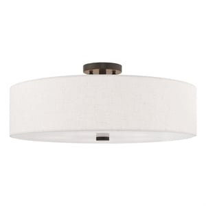 Bowery Hill Contemporary 9&quot 5-Light Metal/Fabric Ceiling Mount in Bronze