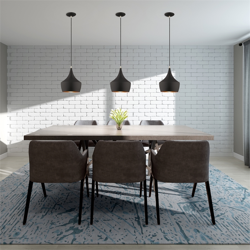 Bowery Hill Contemporary Waldorf 1-Light Metal Single Pendant in Black