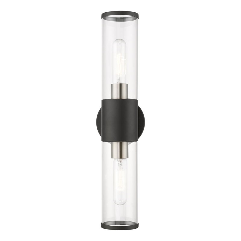 Bowery Hill 2-Light Metal & Glass ADA Vanity Sconce in Black