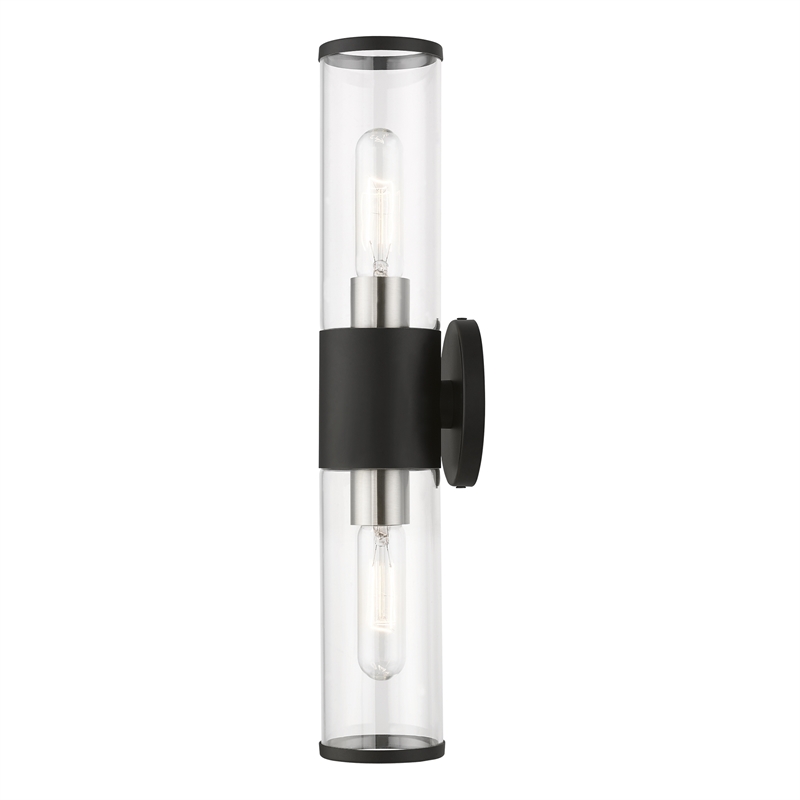 Bowery Hill 2-Light Metal & Glass ADA Vanity Sconce in Black