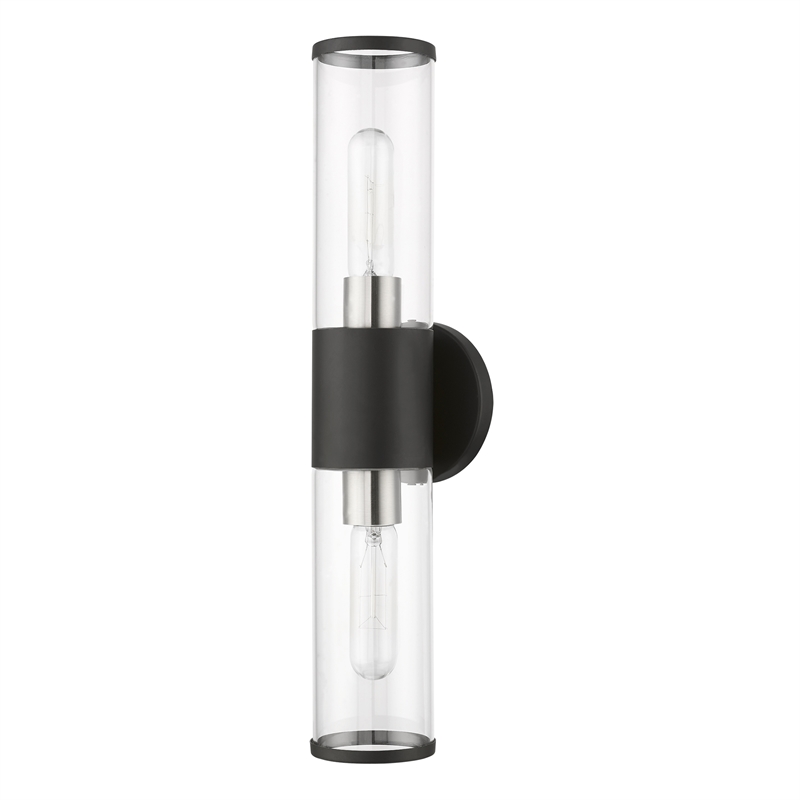 Bowery Hill 2-Light Metal & Glass ADA Vanity Sconce in Black