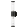 Bowery Hill 2-Light Metal & Glass ADA Vanity Sconce in Black