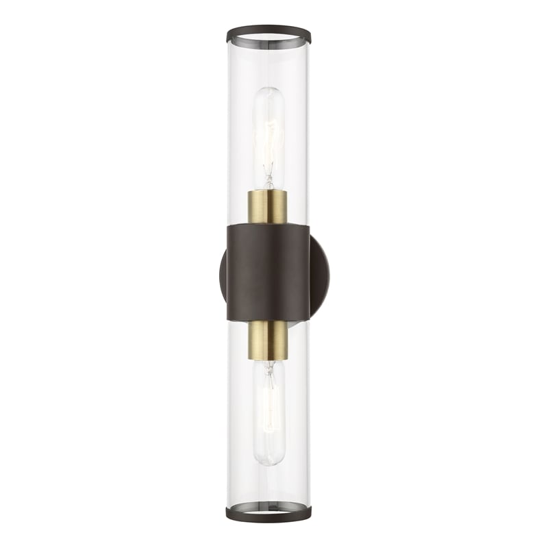 Bowery Hill 2-Light Metal & Glass ADA Vanity Sconce in Bronze