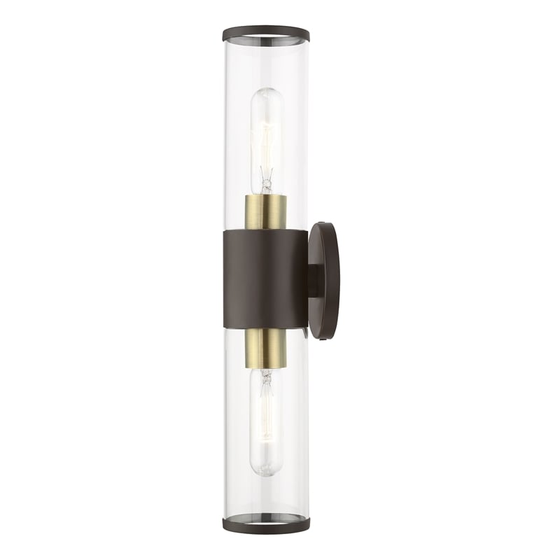 Bowery Hill 2-Light Metal & Glass ADA Vanity Sconce in Bronze