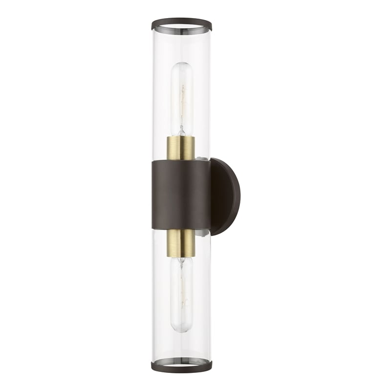 Bowery Hill 2-Light Metal & Glass ADA Vanity Sconce in Bronze