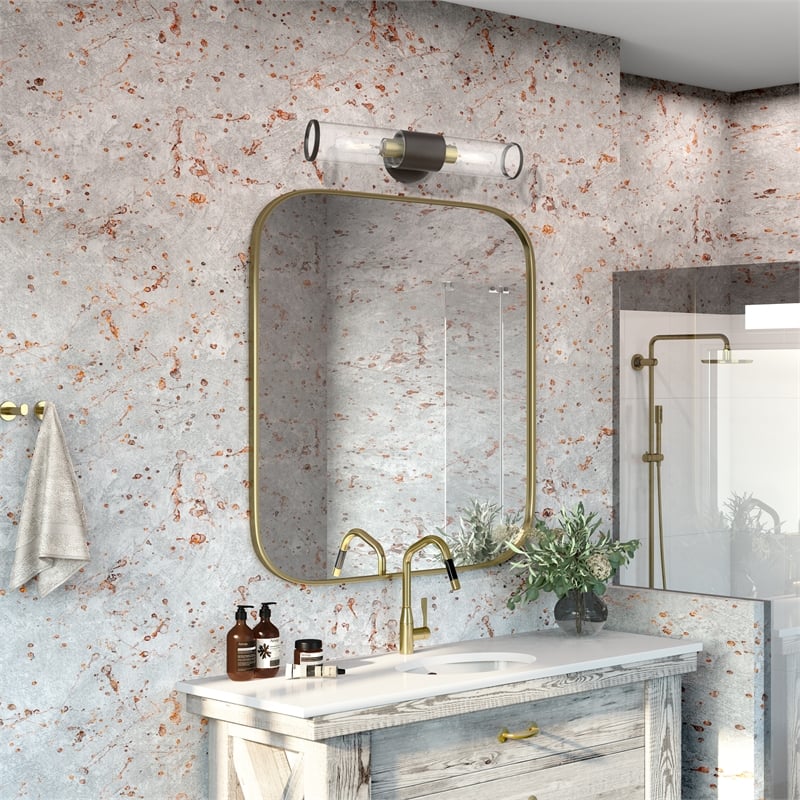 Bowery Hill 2-Light Metal & Glass ADA Vanity Sconce in Bronze