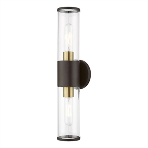 Bowery Hill 2-Light Metal & Glass ADA Vanity Sconce in Bronze