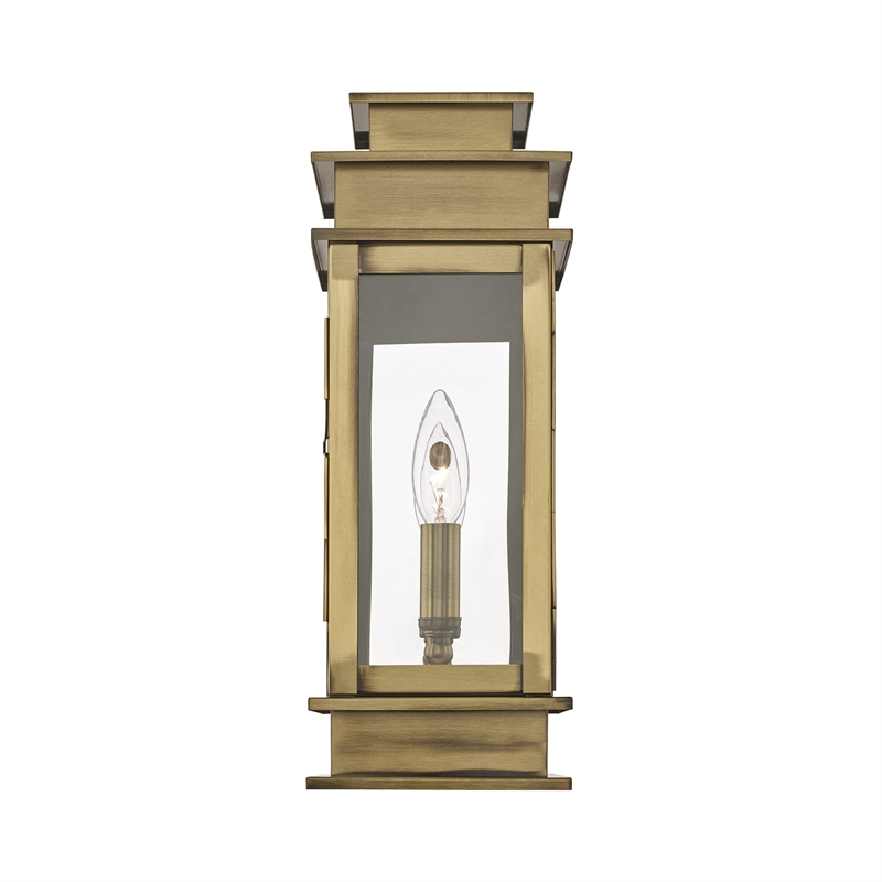 Bowery Hill 1-Light Brass Outdoor Wall Lantern in Antique Brass