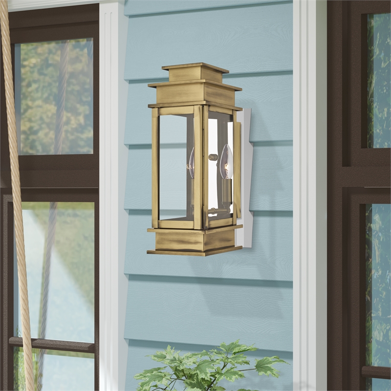 Bowery Hill 1-Light Brass Outdoor Wall Lantern in Antique Brass