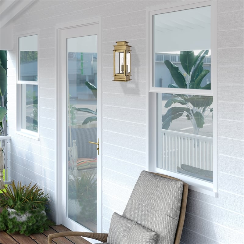 Bowery Hill 1-Light Brass Outdoor Wall Lantern in Antique Brass
