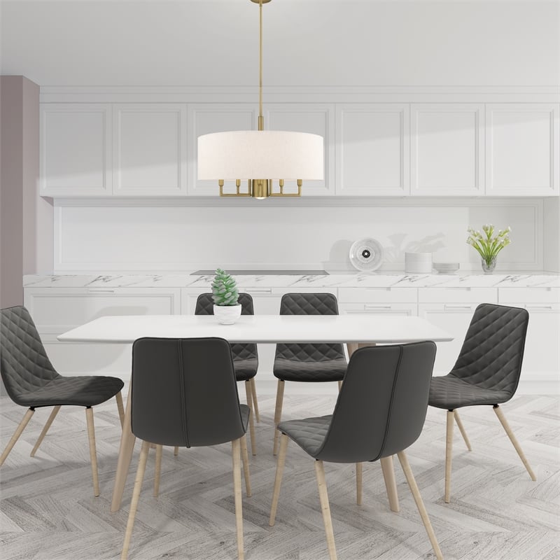 Bowery Hill 6-Light Metal & Fabric Pendant Chandelier in Antique Brass