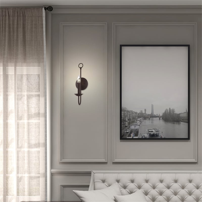 Bowery Hill 1-Light Contemporary Metal Wall Sconce in Bronze