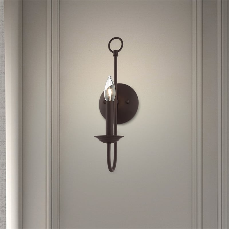 Bowery Hill 1-Light Contemporary Metal Wall Sconce in Bronze