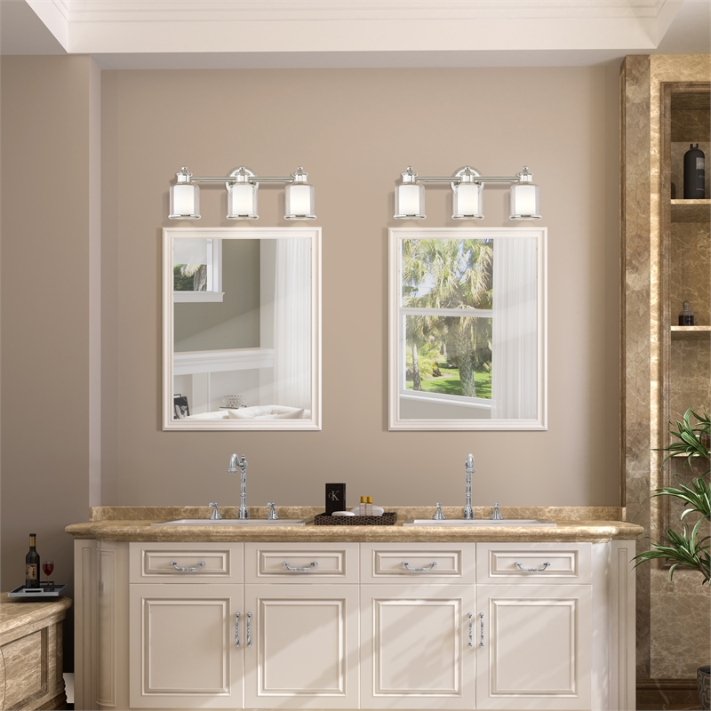 Bowery Hill 3-Light Metal & Glass Bath Light in Polished Nickel