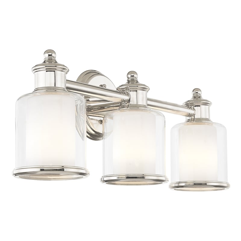 Bowery Hill 3-Light Metal & Glass Bath Light in Polished Nickel